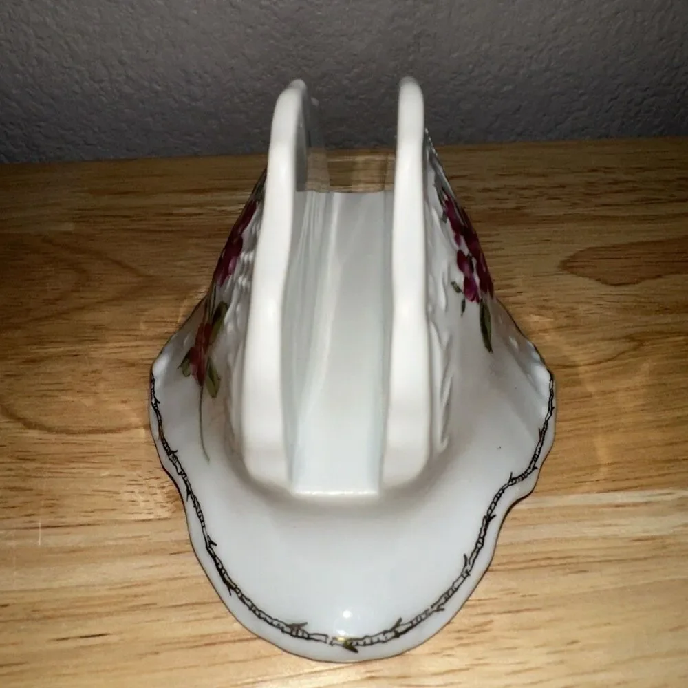 vintage porcelain napkin holder Hand Painted